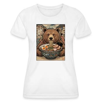 Bear Ramen Feast Ukiyo-e - Women's Functional T-Shirt - white - Front - AI Model Female 172 dark (172cm)