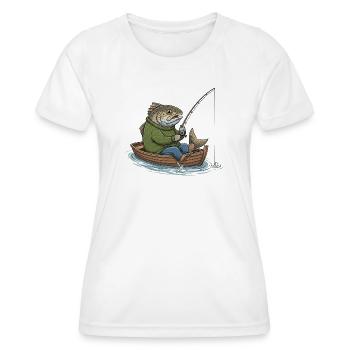 humor fishing Fish Fisherman - Women's Functional T-Shirt - white - Front - AI Model Female 172 dark (172cm)