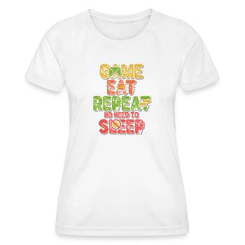 Game Eat Repeat – Retro Console Vibes - Frauen Funktions-T-Shirt - Weiß - Vorne - AI Model Female 172 dark (172cm)