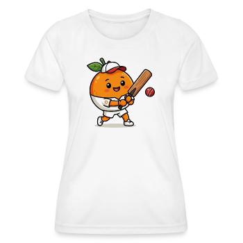Lustige Orange Beim Cricket Spielen - Frauen Funktions-T-Shirt - Weiß - Vorne - AI Model Female 172 dark (172cm)