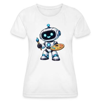 Künstlerischer Malroboter mit Palette - Frauen Funktions-T-Shirt - Weiß - Vorne - AI Model Female 172 dark (172cm)