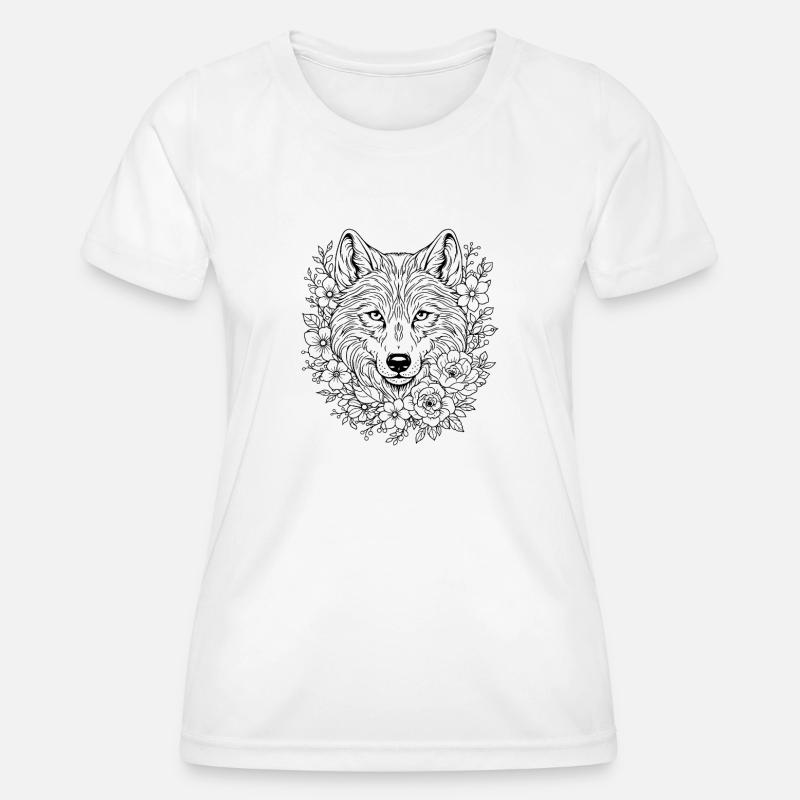 Sacred Wolf Geometry Art - Women's Functional T-Shirt - white