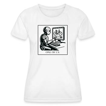 Robotik-Design Fahrrad am Monitor - Frauen Funktions-T-Shirt - Weiß - Vorne - AI Model Female 172 dark (172cm)