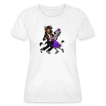 Wildebeest and Zebra in Elegant Swing Dance - Women's Functional T-Shirt - white - Front - AI Model Female 172 dark (172cm)