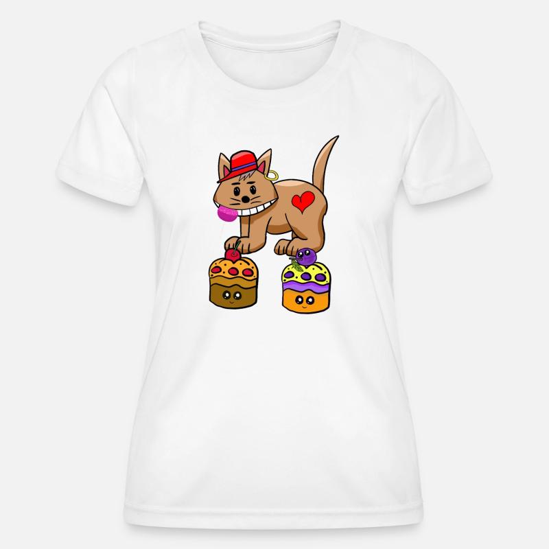 Cat Candy Snacking Muffin Lollipop - Women's Functional T-Shirt - white