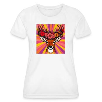 Deer with Flowers - Women's Functional T-Shirt - white - Front - AI Model Female 172 dark (172cm)