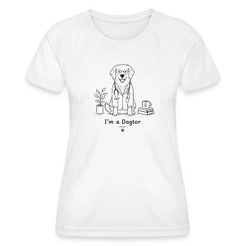 Tierarzt Hund im Strichstil - Frauen Funktions-T-Shirt - Weiß - Vorne - AI Model Female 172 dark (172cm)