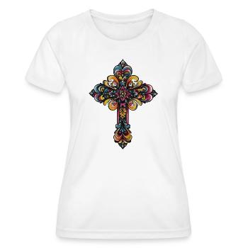 Kreuz Symbol - Frauen Funktions-T-Shirt - Weiß - Vorne - AI Model Female 172 dark (172cm)