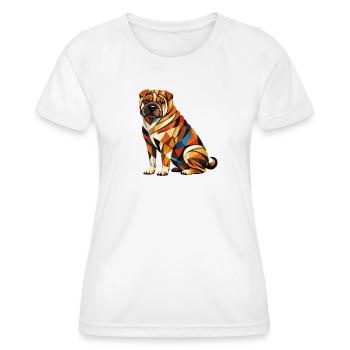 Shar pei Geometrisch - Frauen Funktions-T-Shirt - Weiß - Vorne - AI Model Female 172 dark (172cm)