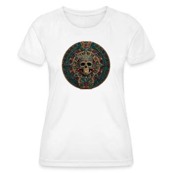 Azteken Kalender Totenkopf - Frauen Funktions-T-Shirt - Weiß - Vorne - AI Model Female 172 dark (172cm)