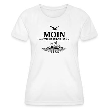 Moin to huus an de küst platt plattdütsch - Women's Functional T-Shirt - white - Front - AI Model Female 172 dark (172cm)