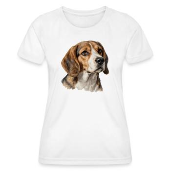 Chien Beagle vintage portrait élégant - T-shirt sport Femme - blanc - Devant - AI Model Female 172 dark (172cm)