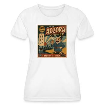 AOZORA Kaffee Shibuya Retro-Plakat - Frauen Funktions-T-Shirt - Weiß - Vorne - AI Model Female 172 dark (172cm)