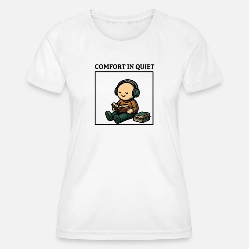Silence while reading with headphones - Women's Functional T-Shirt - white