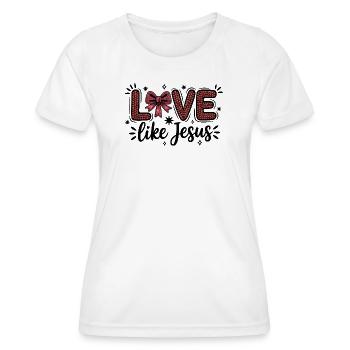 Love Like Jesus Heart Scripture Bow - Women's Functional T-Shirt - white - Front - AI Model Female 172 dark (172cm)