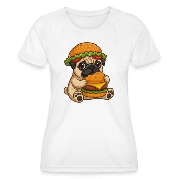 Propriétaire de dessin animé carlin mignon, burger de restauration rapide - T-shirt sport Femme - blanc - Devant - AI Model Female 172 dark (172cm)