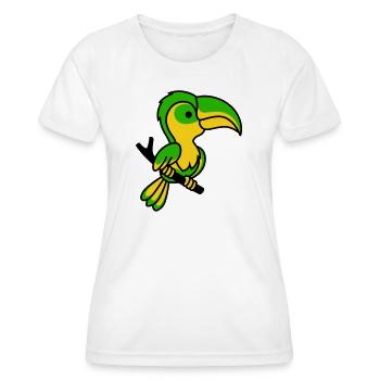 Neon-Tukan in Grün-Gelb - Frauen Funktions-T-Shirt - Weiß - Vorne - AI Model Female 172 dark (172cm)