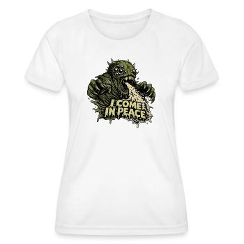 Ich komme in Frieden Alien Monster Shirt - Frauen Funktions-T-Shirt - Weiß - Vorne - AI Model Female 172 dark (172cm)