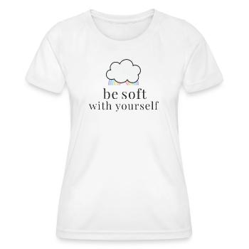 Be Soft With Yourself Cloud with Pastel Rainbow - Women's Functional T-Shirt - white - Front - AI Model Female 172 dark (172cm)