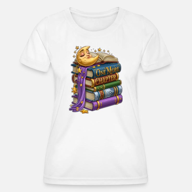 One More Chapter Sleeping Moon Book Lover - Women's Functional T-Shirt - white
