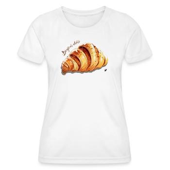 Croissant Abbildung mit Inschrift - Frauen Funktions-T-Shirt - Weiß - Vorne - AI Model Female 172 dark (172cm)