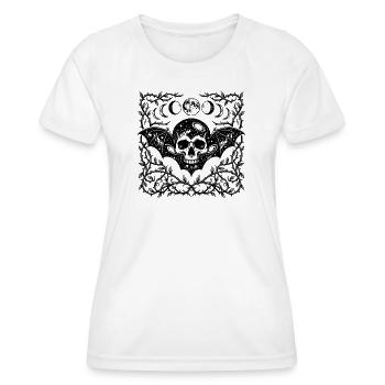 Celestial Skull Gothic Bat Wings Design - Women's Functional T-Shirt - white - Front - AI Model Female 172 dark (172cm)