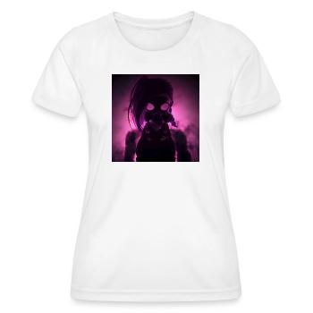 Masque à gaz néon dans la lumière nocturne - T-shirt sport Femme - blanc - Devant - AI Model Female 172 dark (172cm)