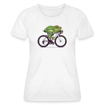 Frosch auf Rennrad – müder Radfahrer mit Humor - Frauen Funktions-T-Shirt - Weiß - Vorne - AI Model Female 172 dark (172cm)