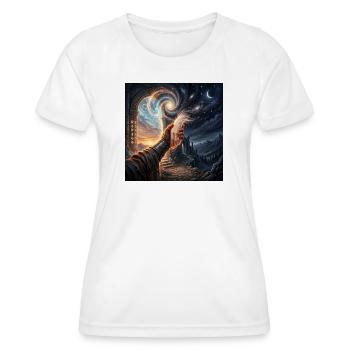 Celestial Handshake Fantasy Portal Art - Women's Functional T-Shirt - white - Front - AI Model Female 172 dark (172cm)