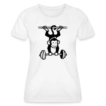 Primate Power - Gym Affe  - Frauen Funktions-T-Shirt - Weiß - Vorne - AI Model Female 172 dark (172cm)