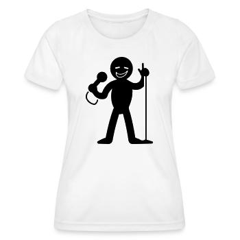 Chanteur avec micro - T-shirt sport Femme - blanc - Devant - AI Model Female 172 dark (172cm)