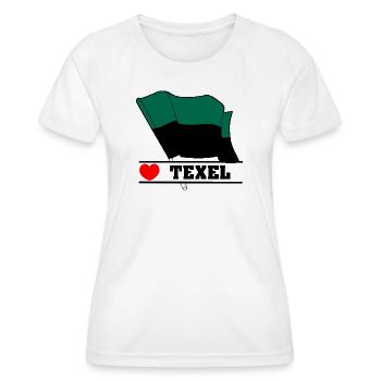 I Love Texel – Design der Inselflagge - Frauen Funktions-T-Shirt - Weiß - Vorne - AI Model Female 172 dark (172cm)