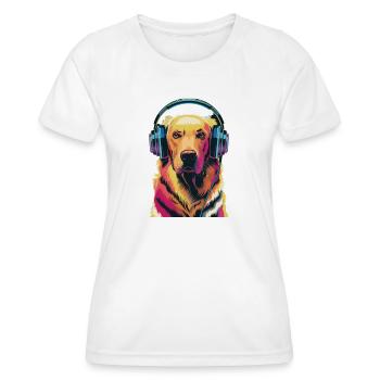 Golden Retriever with Headphones - Women's Functional T-Shirt - white - Front - AI Model Female 172 dark (172cm)
