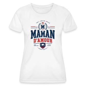 Maman d’Amour Style Varsity Vintage - T-shirt sport Femme - blanc - Devant - AI Model Female 172 dark (172cm)