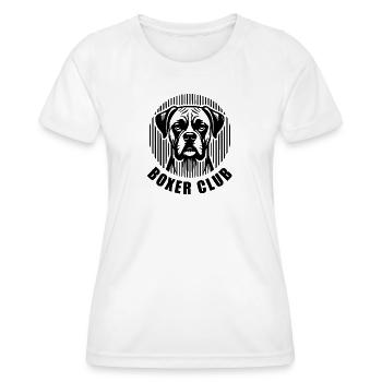 Boxer Club – Minimalist linear silhouette Hund - Frauen Funktions-T-Shirt - Weiß - Vorne - AI Model Female 172 dark (172cm)