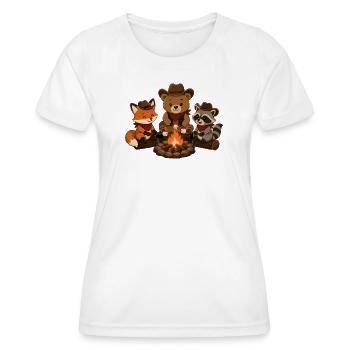 Campement des animaux autour du feu de camp avec des guimauves - T-shirt sport Femme - blanc - Devant - AI Model Female 172 dark (172cm)