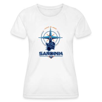 Neon lighthouse compass Sardinia travel badge - Frauen Funktions-T-Shirt - Weiß - Vorne - AI Model Female 172 dark (172cm)