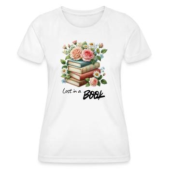 Stack of flowers from books - Women's Functional T-Shirt - white - Front - AI Model Female 172 dark (172cm)