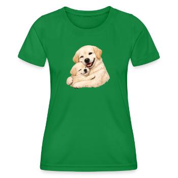 Maman et son chiot se blottissent l’un contre l’autre - T-shirt sport Femme - vert - Devant - AI Model Female 172 dark (172cm)