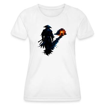 Sentier urbain nocturne samouraï avec lanterne - T-shirt sport Femme - blanc - Devant - AI Model Female 172 dark (172cm)