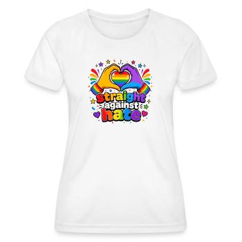 Droit contre la haine Arc en ciel Fierté Égalité - T-shirt sport Femme - blanc - Devant - AI Model Female 172 dark (172cm)