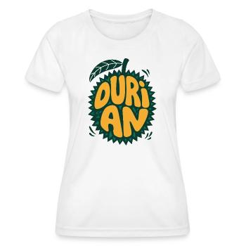 Durian Frucht Logo mit Stacheln - Frauen Funktions-T-Shirt - Weiß - Vorne - AI Model Female 172 dark (172cm)