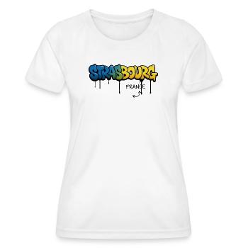 Lettrage strasbourgeois façon graffiti - T-shirt sport Femme - blanc - Devant - AI Model Female 172 dark (172cm)