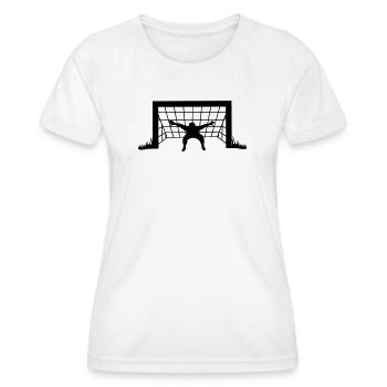 Goalkeeper with hands wide transparent shadow figure - Women's Functional T-Shirt - white - Front - AI Model Female 172 dark (172cm)