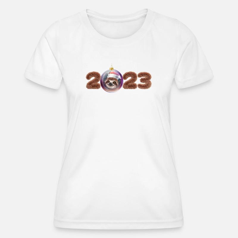 2023 Christmas ball cute sloth - Women's Functional T-Shirt - white