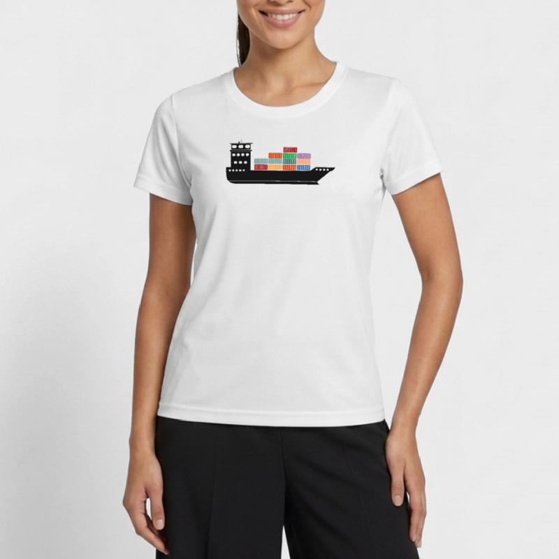 Seecontainerschiff oder Boot mit Containern Frauen Funktions-T-Shirt