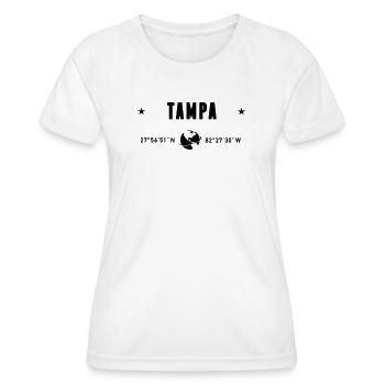 Tampa, Floride, Coordonnées de la planète Terre - T-shirt sport Femme - blanc - Devant - AI Model Female 172 dark (172cm)