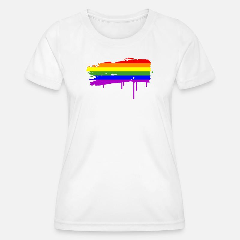 Rainbow Flag Graffiti - Women's Functional T-Shirt - white