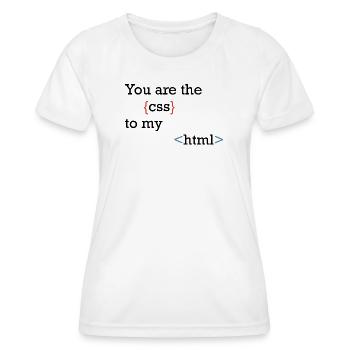 CodeSymbolik Geschweifte und Winkel - Frauen Funktions-T-Shirt - Weiß - Vorne - AI Model Female 172 dark (172cm)