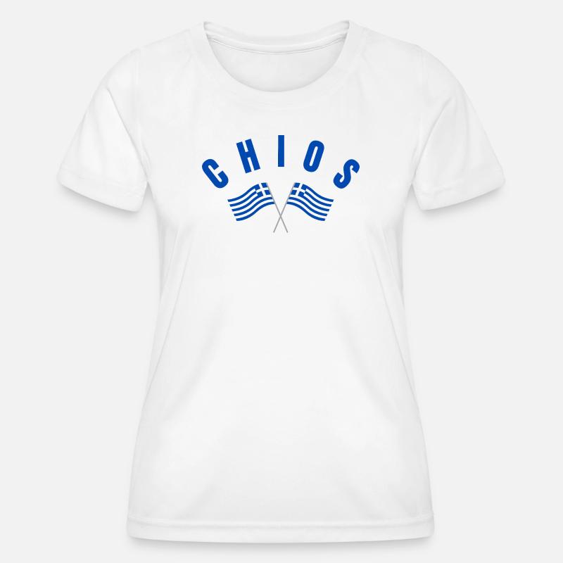 Chios Crossed Greek Flags  - Women's Functional T-Shirt - white